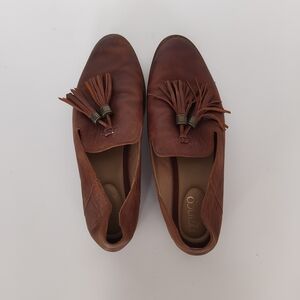 Leather Tassel Loafers in Cognac Brown